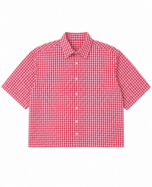 Red Picnic Oxford Boxy Shirt Front Design