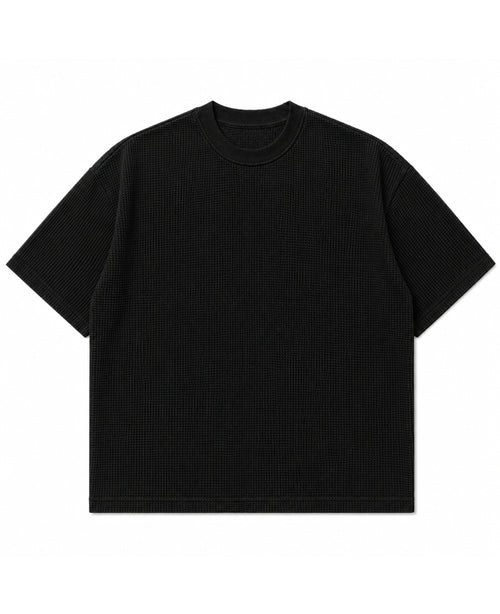 Black waffle boxy fit Front Design