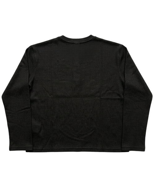 Black Henley waffle knit Back Design