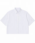 Blue Striped Oxford Boxy Shirt Front Design