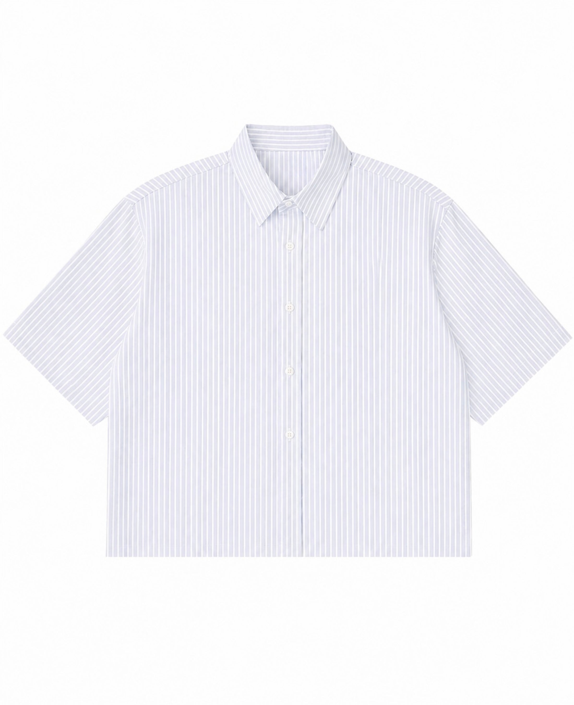 Blue Striped Oxford Boxy Shirt Front Design
