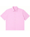 Pink Gingham Oxford Boxy Shirt Front Design