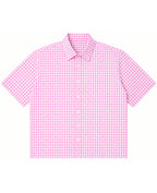 Pink Gingham Oxford Boxy Shirt Front Design