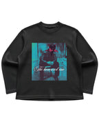 Black waffle knit oversized full-sleeve Front Design