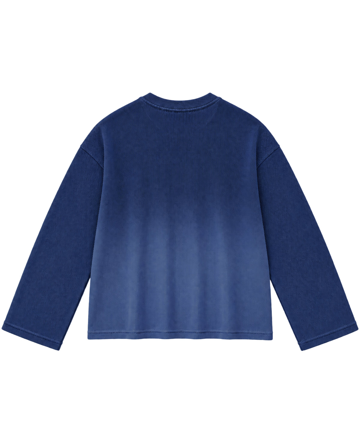 Blue Ombré Waffle Knit Oversized Full-Sleeve Back Design