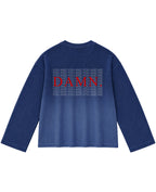 Blue Ombré Waffle Knit Oversized Full-Sleeve Back Design
