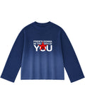 Blue Ombré Waffle Knit Oversized Full-Sleeve Front Design