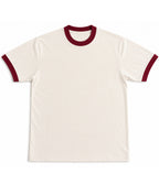 Off White & Maroon Ringer tee Front Design