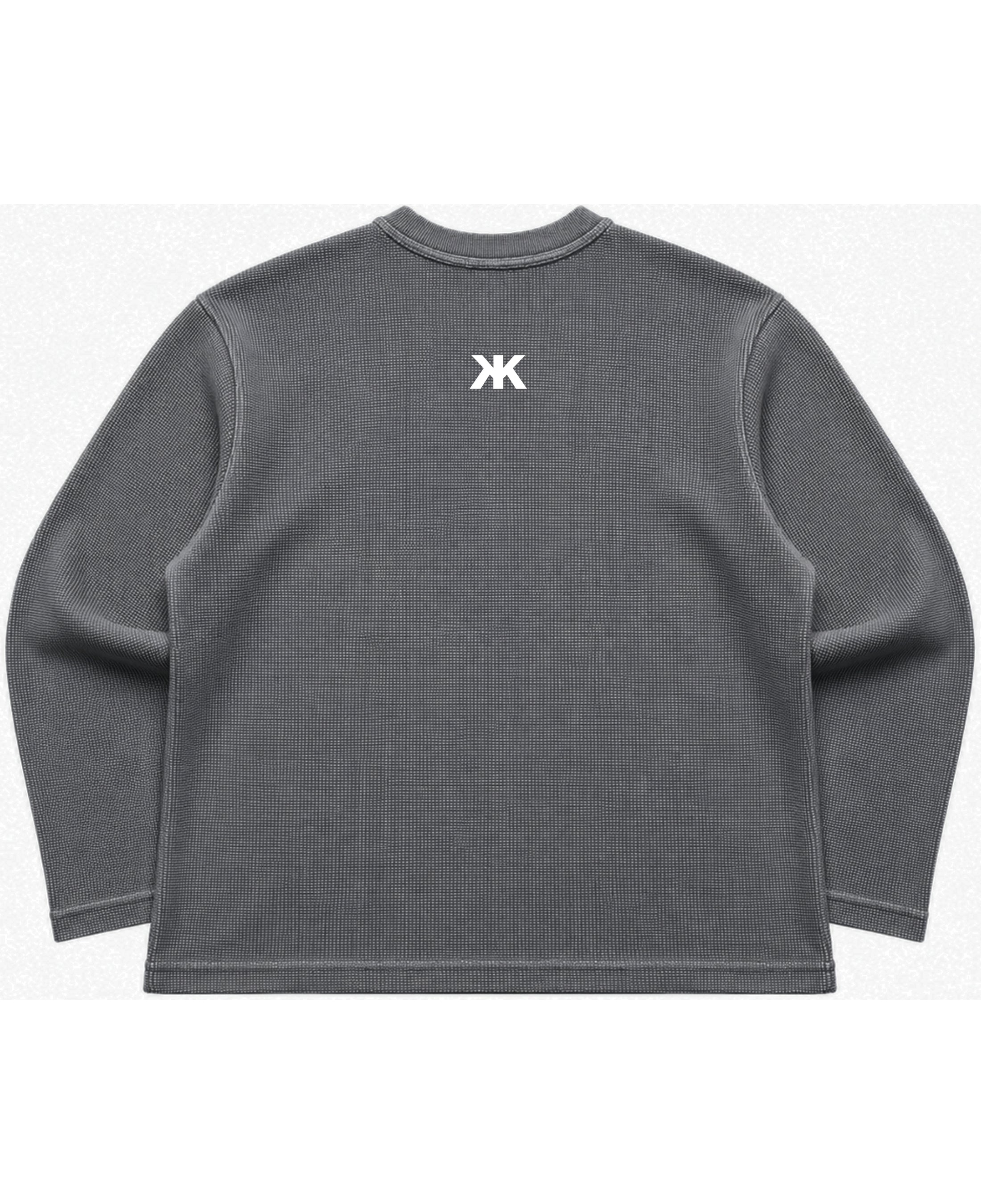 Acidwash waffle knit oversized full-sleeve Back Design