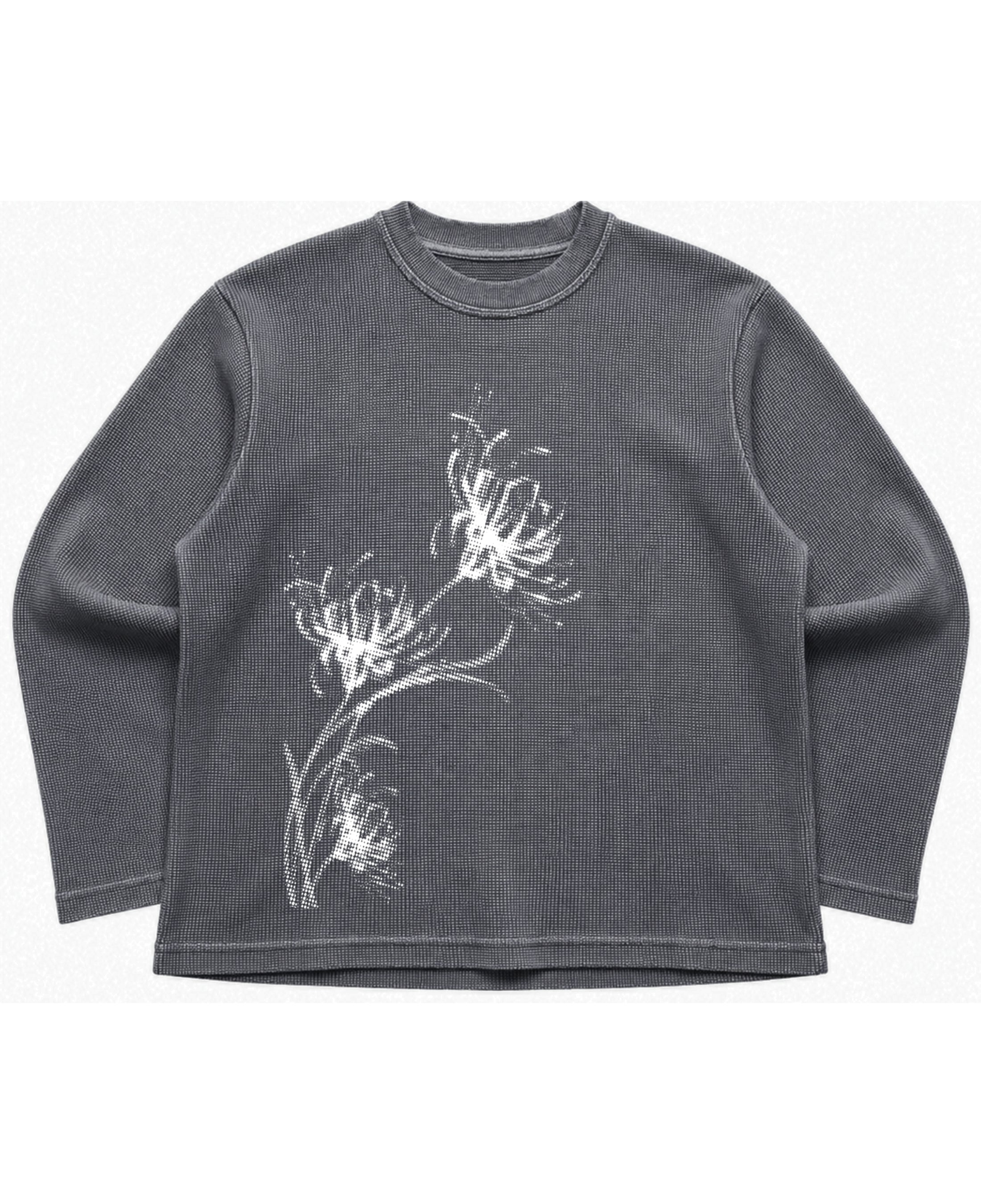 Acidwash waffle knit oversized full-sleeve Front Design